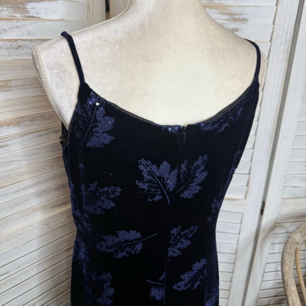 VTG REGGIO Women's Size 10 Silk Velvet Maxi Dress Sapphire Demure Cocktail Event - Picture 16 of 16